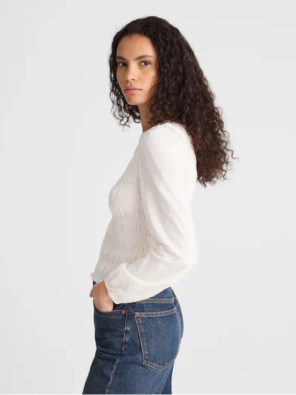 EUC Madewell Smocked Boatneck Top | Vintage Ivory, 100% Cotton, Women’s Plus XXL